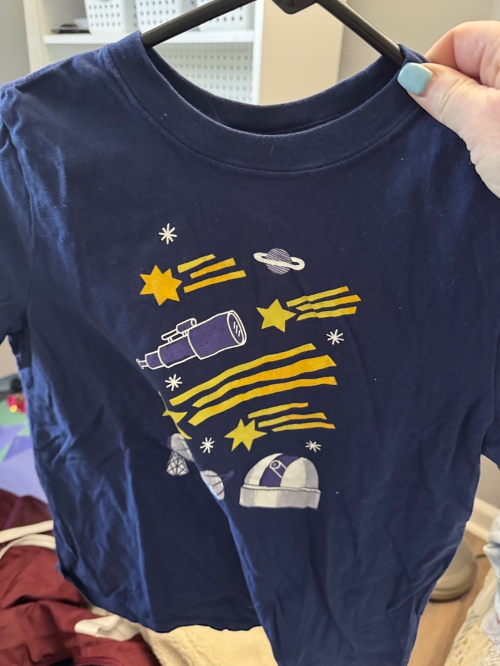 Hanna Andersson Navy Space Graphic Tee with Yellow and White Accents